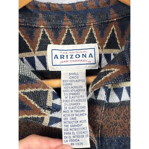 Vintage Arizona Jean Co. Womens Small Geometric Long Sleeve Polo Shirt - Picture 4 of 5